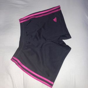 Adidas shorts, black with pink stripes, LG (14)